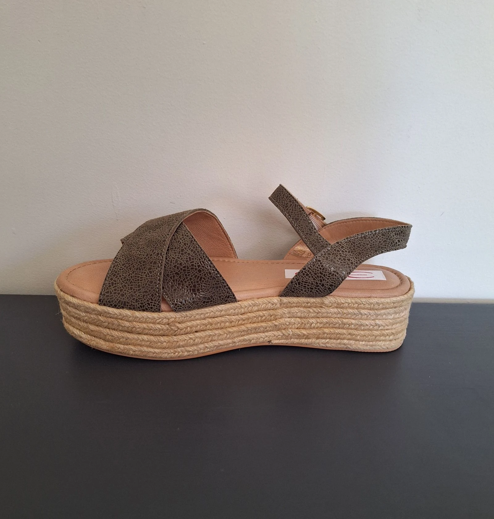Green leather espadrilles / sandals with platform sole size 40 – photo 4